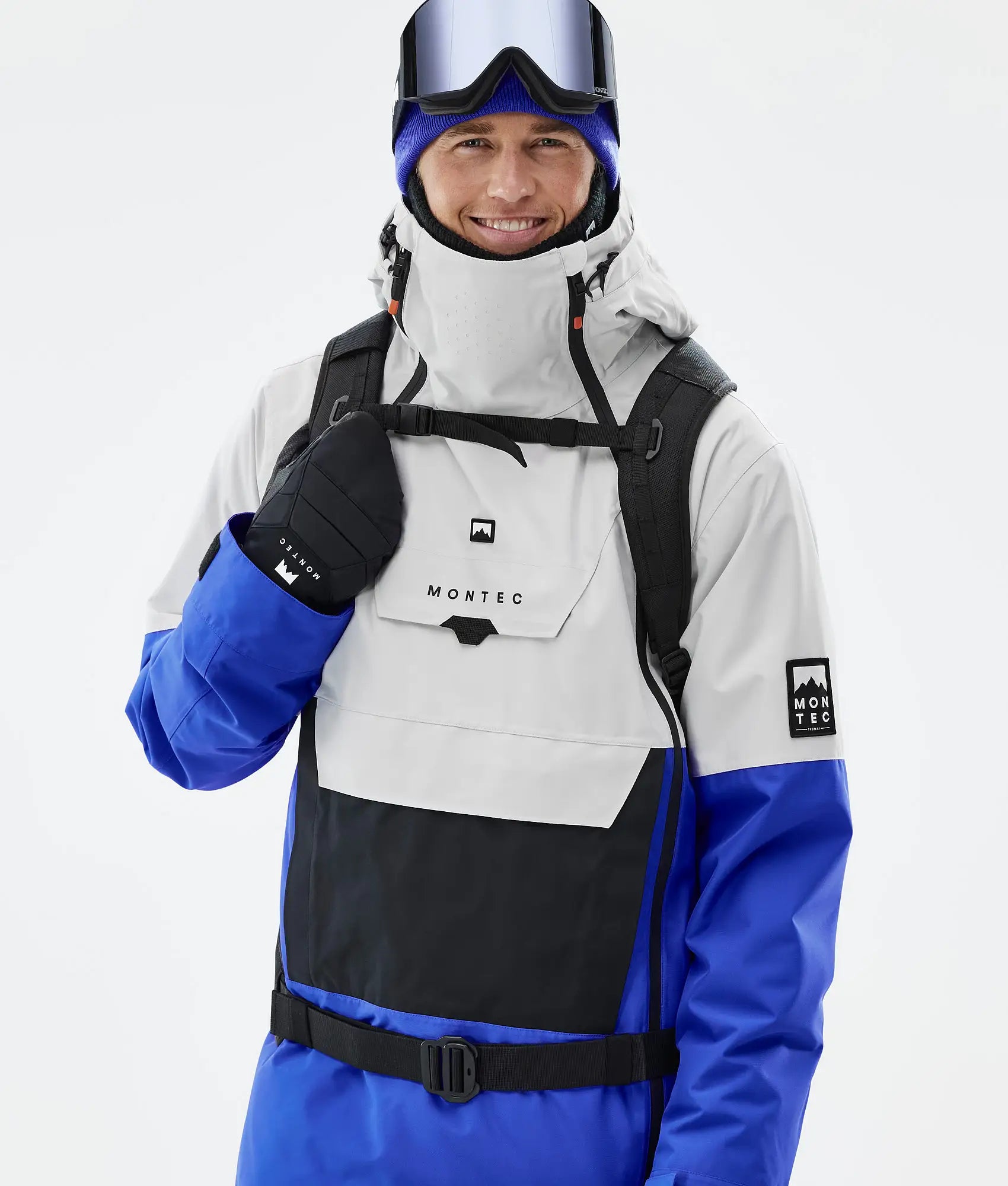 Veste de ski Doom pour homme - Gris clair/Noir/Bleu cobalt