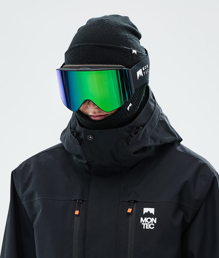 Masque de ski noir avec miroir vert tourmaline noir