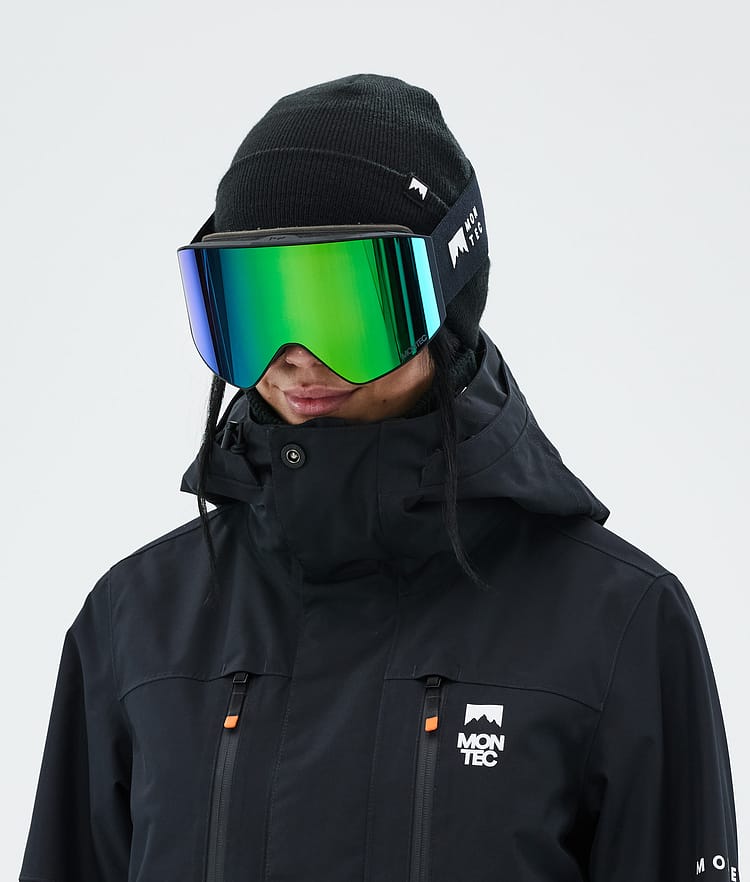 Masque de ski noir avec miroir vert tourmaline noir