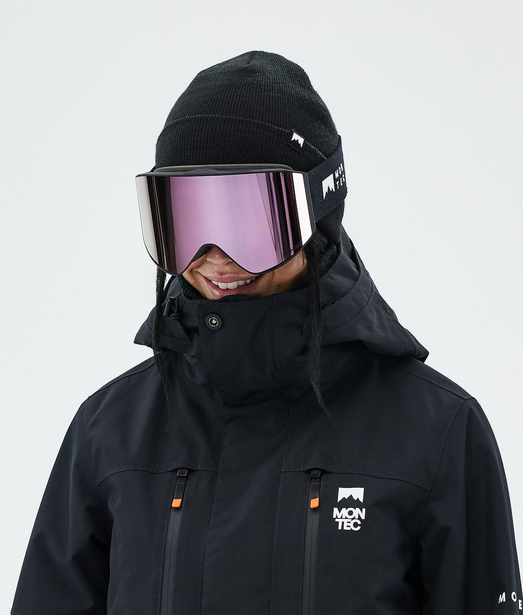 Masque de ski noir avec miroir rose noir