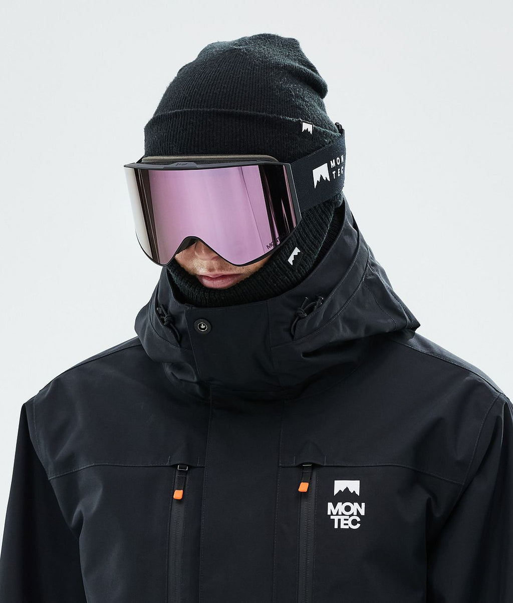 Masque de ski noir avec miroir rose noir