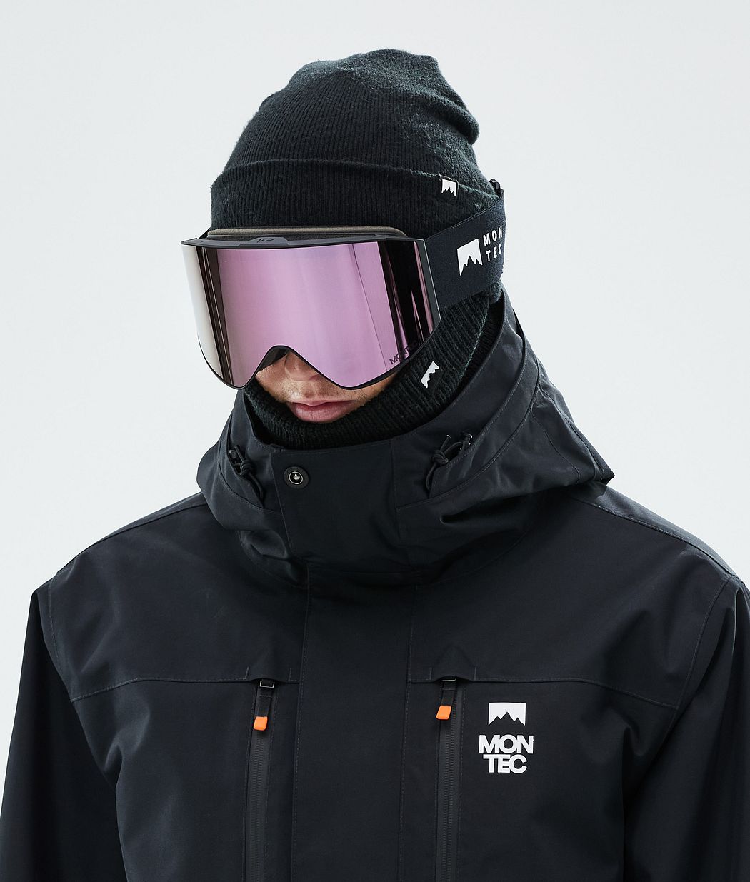 Masque de ski noir avec miroir rose noir