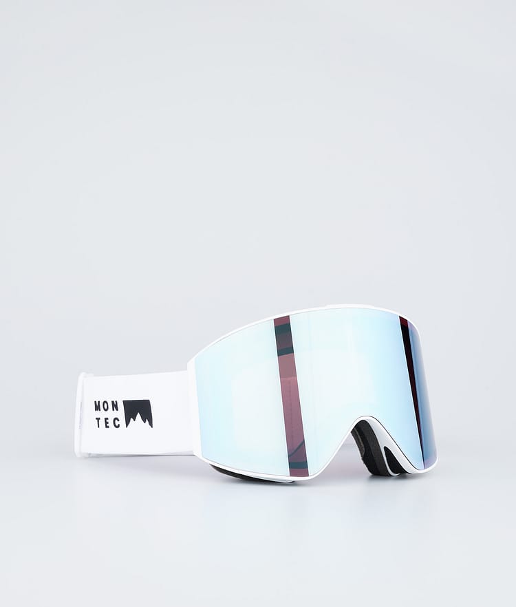 Masque de ski blanc avec miroir bleu lune