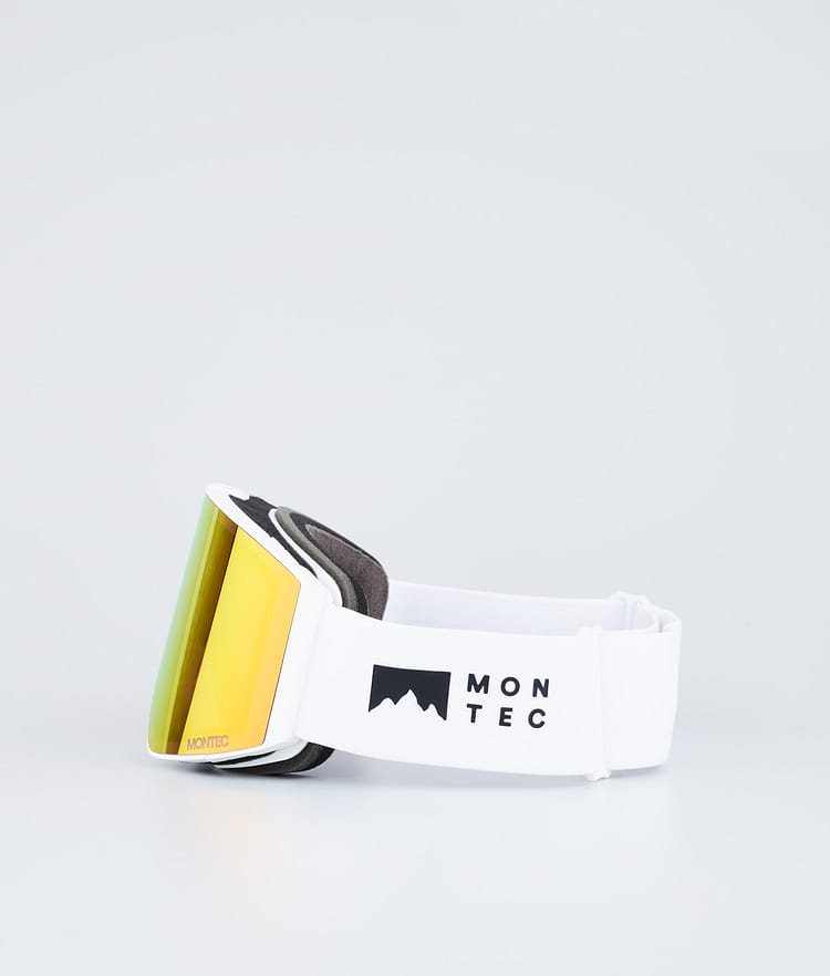 Masque de ski blanc avec miroir rouge rubis blanc