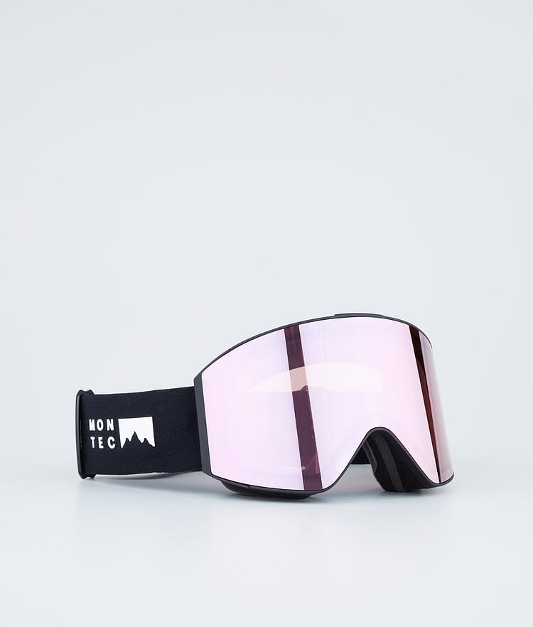 Masque de ski noir avec miroir saphir rose et noir