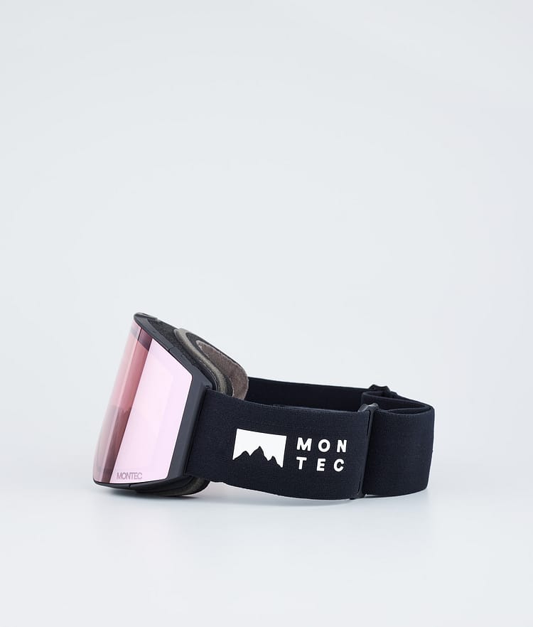 Masque de ski noir avec miroir saphir rose et noir