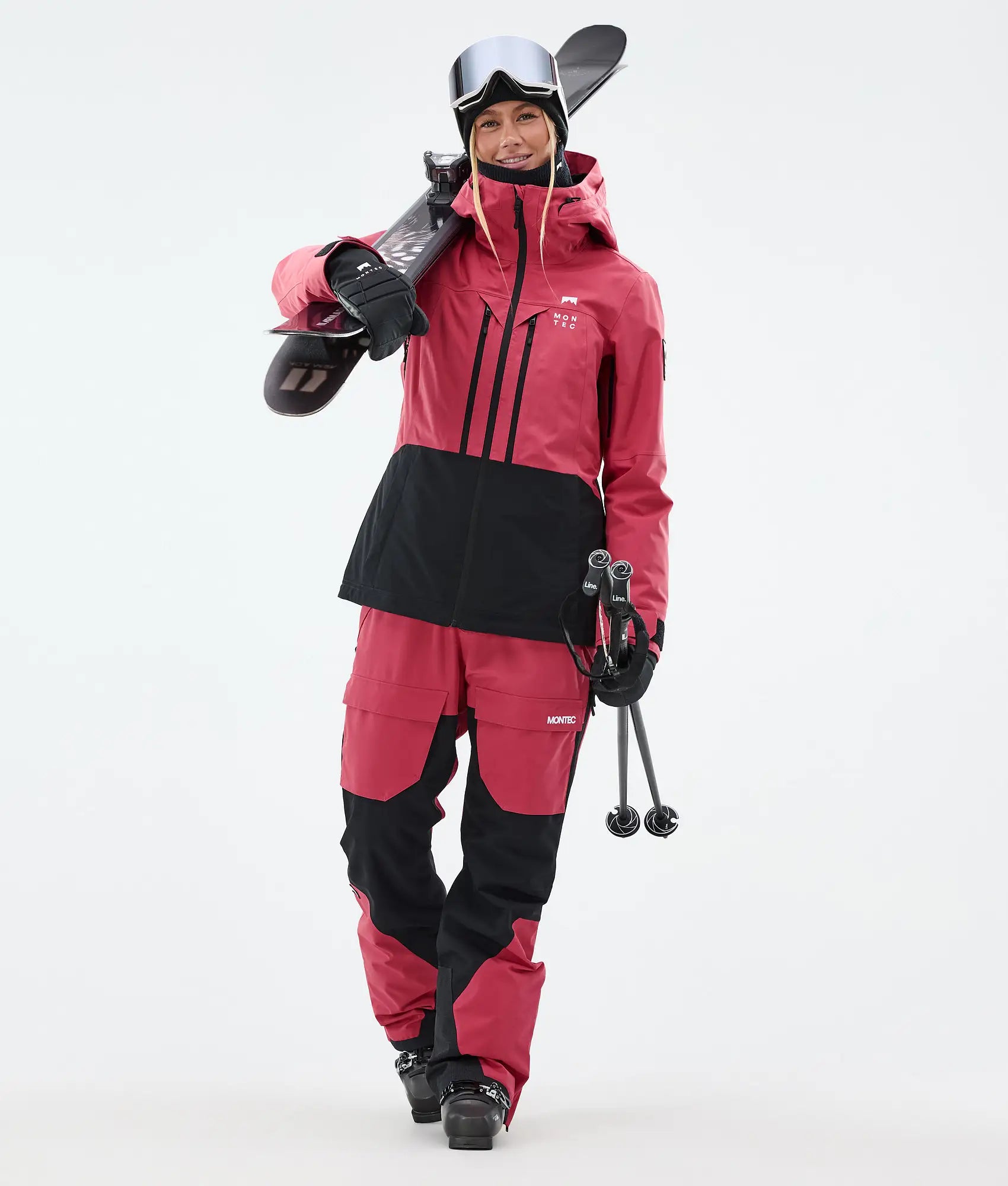 Veste de ski Moss W pour femme - Rouge clair/Noir