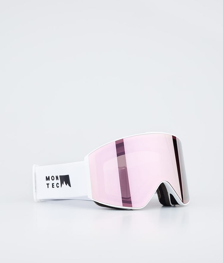 Masque de ski blanc avec miroir rose