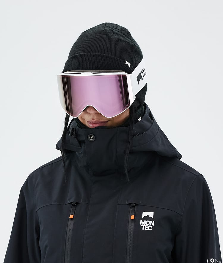 Masque de ski blanc avec miroir rose