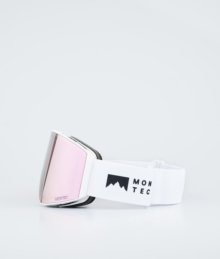 Masque de ski blanc avec miroir rose