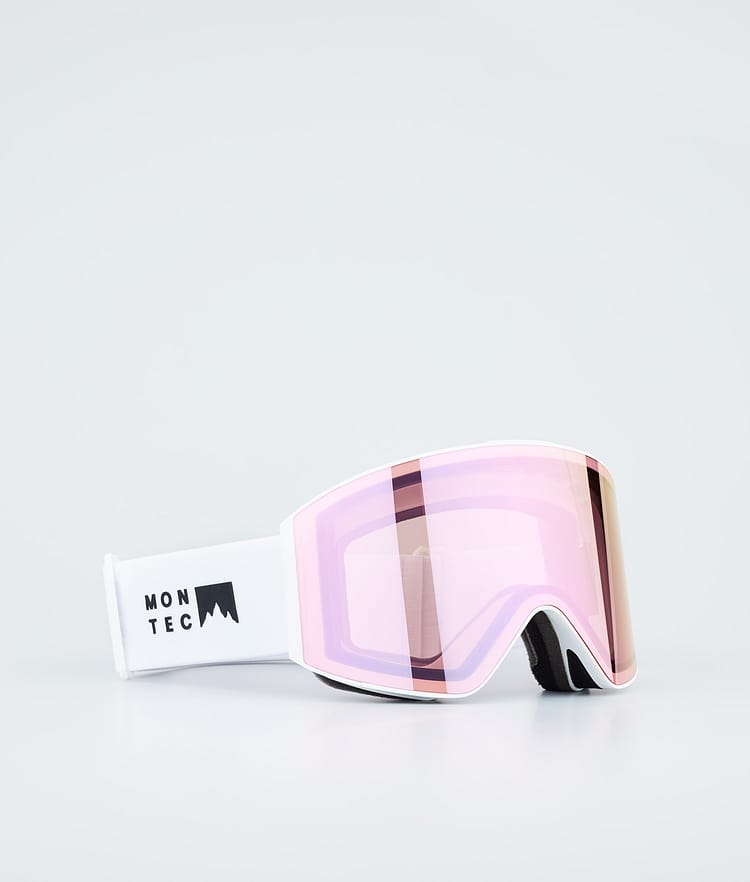 Masque de ski blanc avec miroir saphir rose