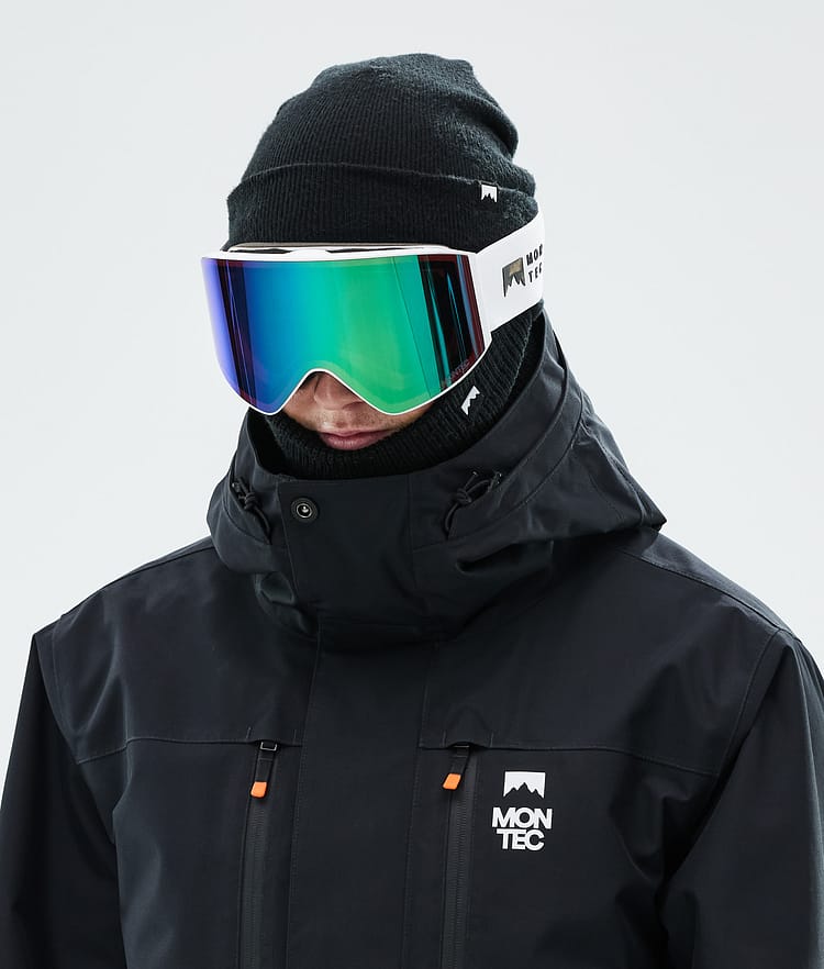 Masque de ski blanc avec miroir vert tourmaline