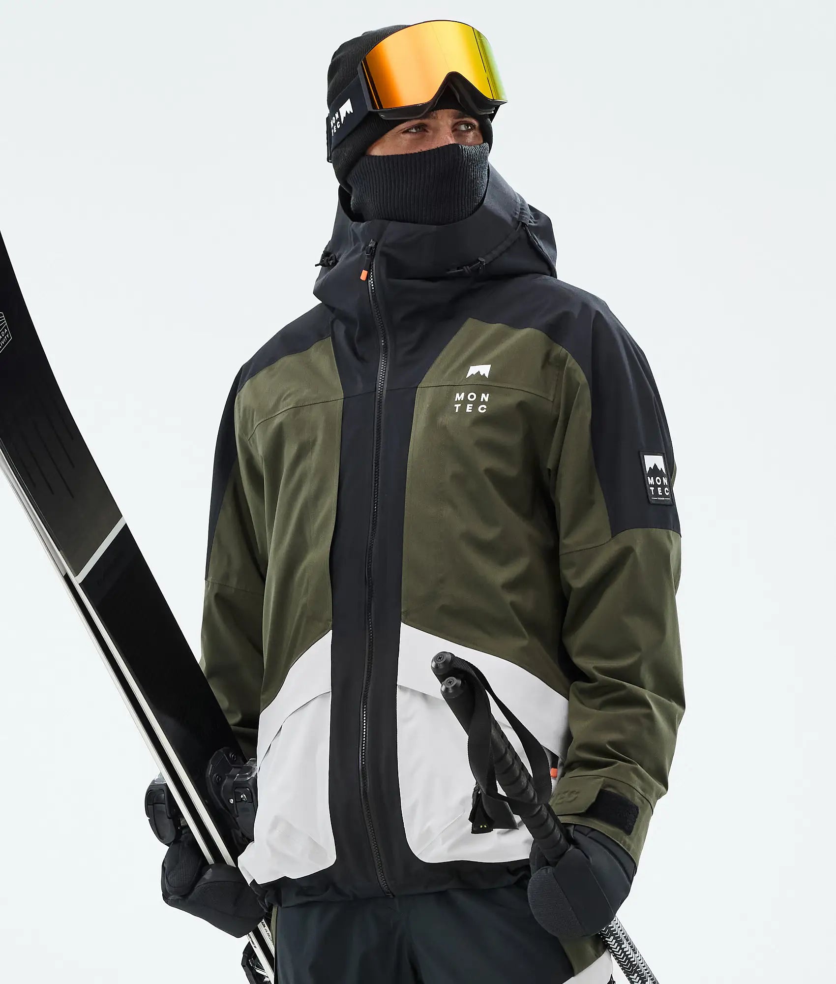 Veste de ski Morpheus pour homme - Noir/Vert olive/Gris clair