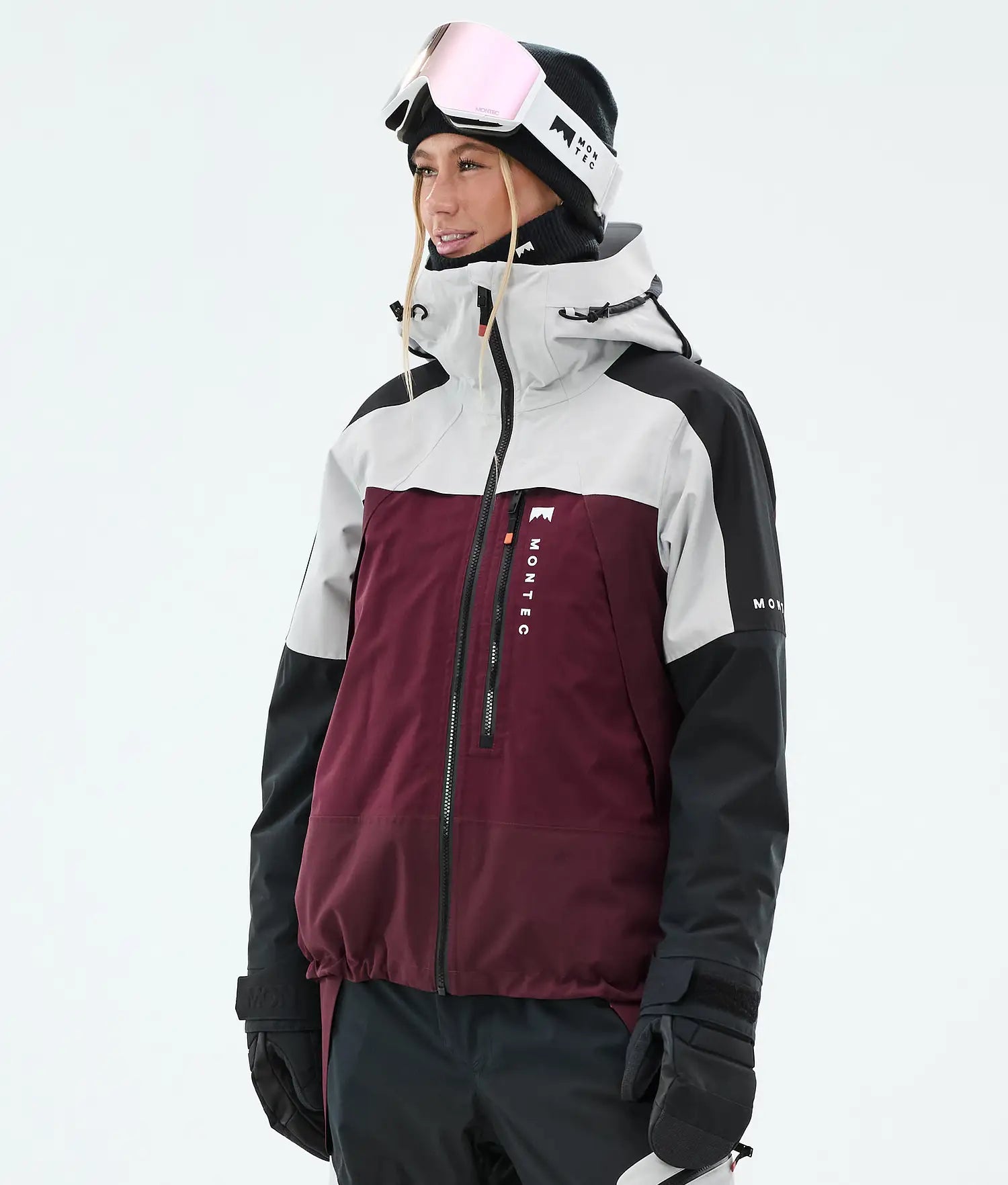 Oracle W Veste de Ski Femme Light Grey/Black/Burgundy